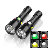 XANES 4Colors Light 9Modes LED Flashlight Railway Signal Lamp Flashlight Outdoor Multifunctional Waterproof 18650/AAA Fl