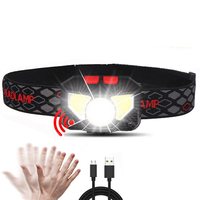 XANES® W826A 650LM XPG+2xCOB LED Induction Sensor Headlamp USB Charging 6 Modes Waterproof Double Switch Fishing Light F