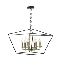 Dar Gretchen 6 Arm Ceiling Pendant Light - Black