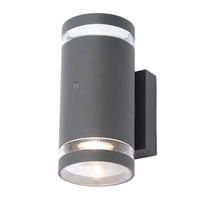 Forum Lens Outdoor Up & Down Wall Light with Dusk to Dawn Sensor - Anthracite