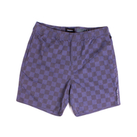 Brixton Washed Navy Check Steady Shorts - Medium