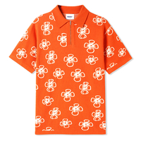 Butter Goods Rust/Off White Flower Zip Polo - X-Large