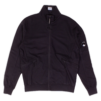 C.P. Company Black Garment Dyed Light Fleece Open Sweatshirt - Medium