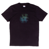 C.P. Company Black Jersey 20/1 Diagonal Blur Logo T-Shirt - XX-Large
