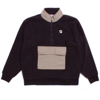 Fila Black Kenny Sherpa Half Zip Sweatshirt - Medium