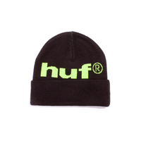 HUF Black 98 Logo Beanie - ONESIZE