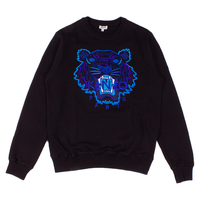Kenzo Black/Blue Embroidered Tiger Crew Sweatshirt - X-Large