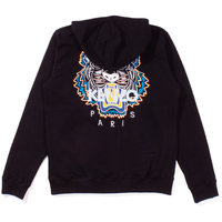 Kenzo Black/Orange Tiger Zipped Hoodie Sweatshirt - Large