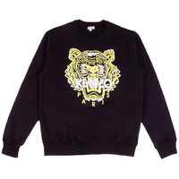 Kenzo Black/Yellow Embroidered Tiger Crew Sweatshirt - Large