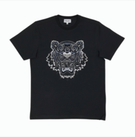 Kenzo Mens Black With Silver/Grey Tiger Print T-Shirt