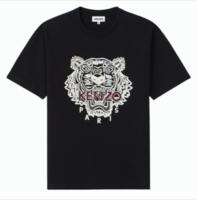 Kenzo Mens Varsity Flock White and Red Tiger T-Shirt in Black