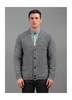 Contrast Fabric Button Cardigan Blue