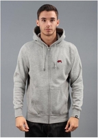 Embroidery Logo Fleece Hooded Top Grey