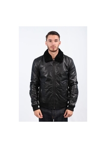 Goat Leather Flight Jacket - Black