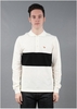 Long Sleeved Stripe Polo Shirt White