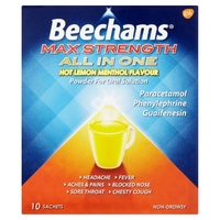 Beechams Ultra All In One Hot Lemon Menthol Sachets 10