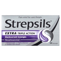 Strepsils Extra Strength Blackcurrant Lozenges 24