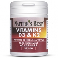 Vitamins D3 & K2,  High Strength Formula 60 Capsules