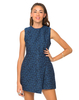 Motel Albasouri Wrap Dress in Navy Jacquard Daisy