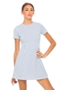 Motel Albatross Check Round Neck Dress in Blue and White