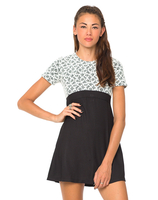 Motel Alecto Skater Dress in Black and White Spiral Lace