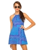 Motel Alicia Strappy Dress in Scarf Blue