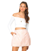 Motel Alkes High Waisted Skirt in Pink Daisy Jacquard