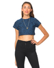 Motel Alya Crop Top in Navy Daisy Jacquard