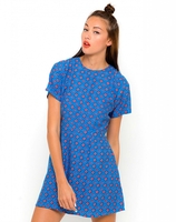 Motel Amber Short Sleeve Tea Dress in Windsor Blue