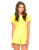Motel Amy Cut Out Backless Playsuit in Contour Jacquard Lemon