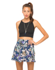 Motel Andrea Button Through Mini Skirt in Sunshine Flower Navy