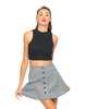 Motel Andrea Button Up Skirt in Gingham Check Black White