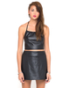 Motel Annie A Line Mini Skirt in Black PU