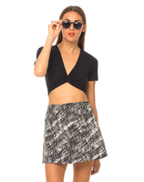 Motel Annie A Line Skirt in Cross Hatch Black and white