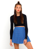 Motel Antonia High Waisted Skater Skirt in Windsor Blue