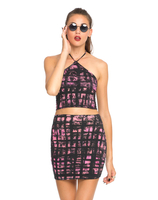 Motel April Strappy Crop Top in New Black Check Pink
