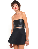 Motel Bandeau Crop Top in Black PU