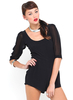 Motel Barbara Sheer Sleeve Playsuit in Black