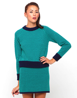 Motel Barcelona Knit Jumper in Teal and Navy
