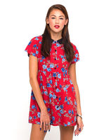 Motel Beatrix Babydoll Dress in Winter Rose Red