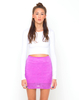Motel Becka Zip Bodycon Skirt in Magenta Bubble Lace