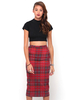 Motel Bee Midi Skirt in Tartan Red