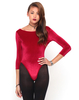 Motel Belle Slash Neck Leotard in Deep Red