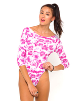 Motel Belle Slash Neck Leotard in Monorose Pink