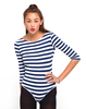 Motel Belle Slash Neck Leotard in Navy Breton Stripe