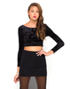 Motel Berry Crop in Stamped Velvet Black