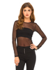 Motel Bettina Long Sleeve Crop Top in Black Mesh