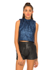 Motel Bianca Turtle Neck Crop in Galaxy Blue
