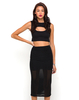 Motel Bobby Midi Skirt in Black Stripe Net