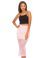 Motel Bobby Midi Skirt in Pink Stripe Net